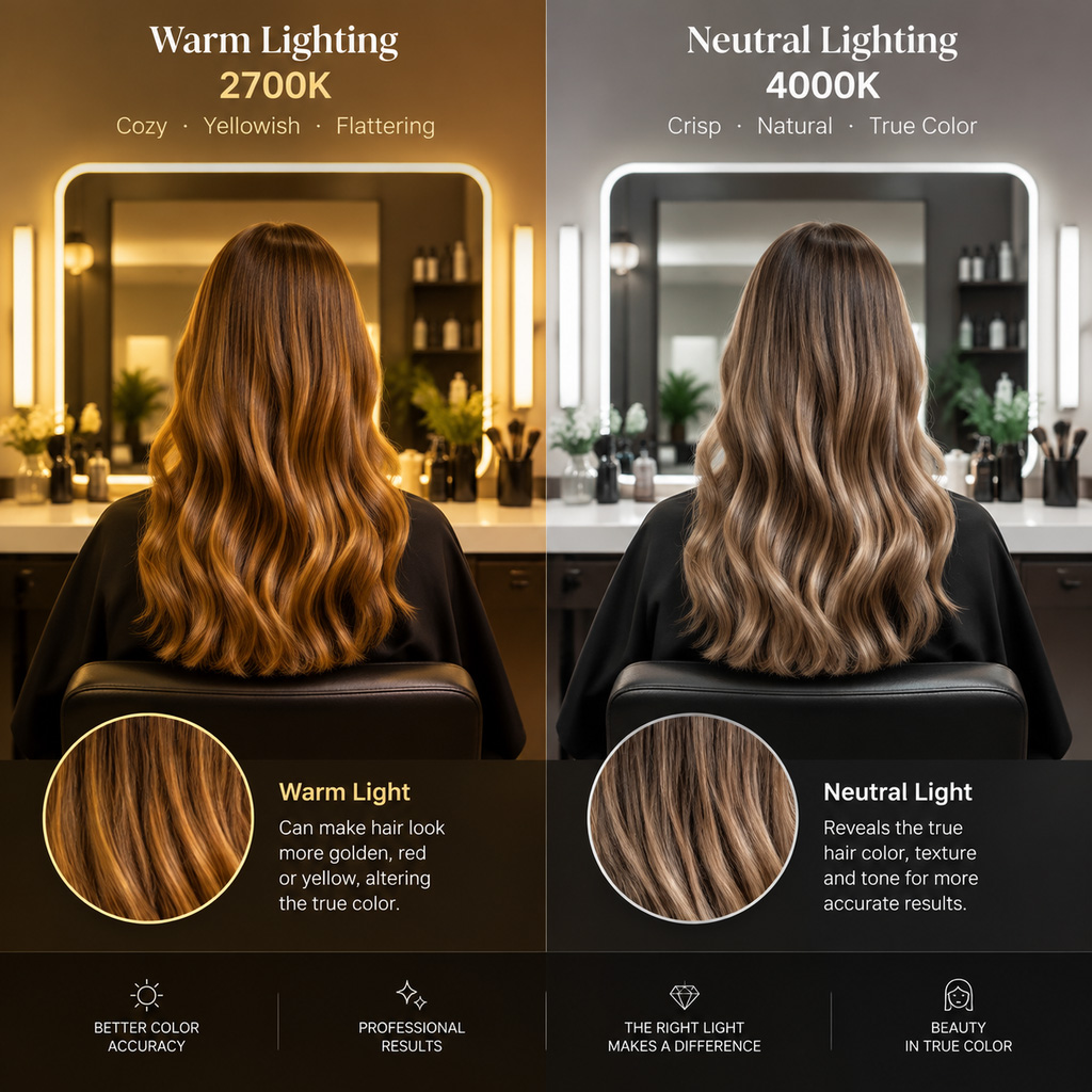 color temperature warm vs neutral salon lighting