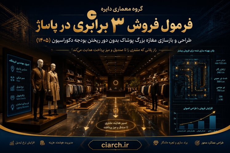 فرمول بازسازی مغازه بزرگ پوشاک؛ راهنمای طراحی تجاری و افزایش فروش ۱۴۰۵