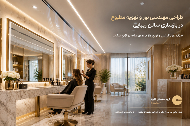 طراحی نور و تهویه سالن زیبایی؛ حذف بوی کراتین و نور بدون سایه